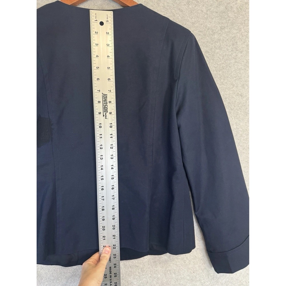 Nanette Lepore‎ Navy Stretch Blazer 12 NWOT Floral Crystal Button Career - Picture 6 of 16